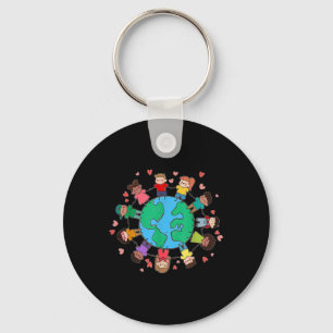 Happy Earth Day Children Around The World Key Ring