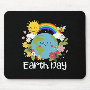 Happy Earth Day Cute Earth With Floral Earth Day 2 Mouse Pad
