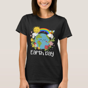 Happy Earth Day Cute Earth With Floral Earth Day 2 T-Shirt