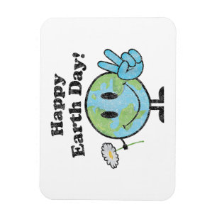 Happy Earth Day Cute Peace Sign Flower Distressed Magnet