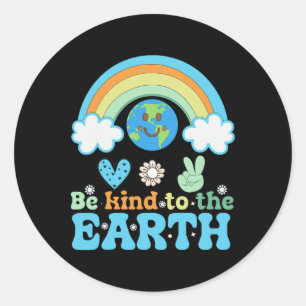 Happy Earth Day Cute Rainbow Earth Lover  Classic Round Sticker