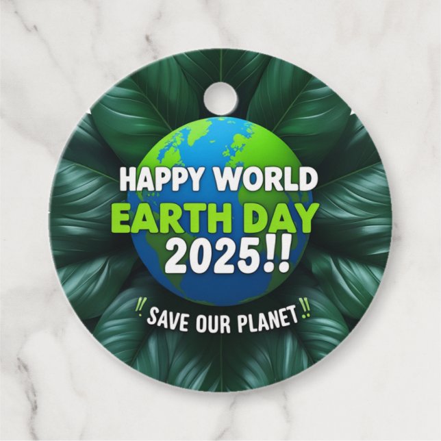Happy Earth day Favour Tags (Front)