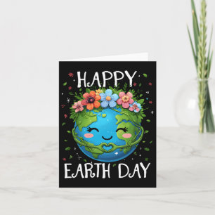 Happy Earth Day Heart Floral Earth Day Boys Womens Card