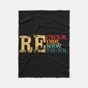 Happy Earth Day Recycle Reuse Renew Rethink Earth  Fleece Blanket