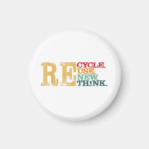 Happy Earth Day Recycle Reuse Renew Rethink Earth Magnet