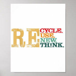 Happy Earth Day Recycle Reuse Renew Rethink Earth  Poster