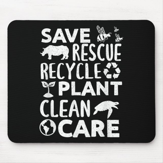 Happy Earth Day Save Rescue Recycle Funny Science  Mouse Pad (Front)
