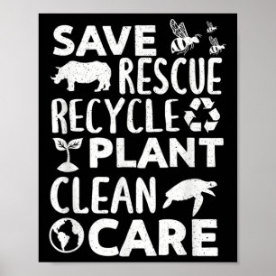 Happy Earth Day Save Rescue Recycle Funny Science Poster
