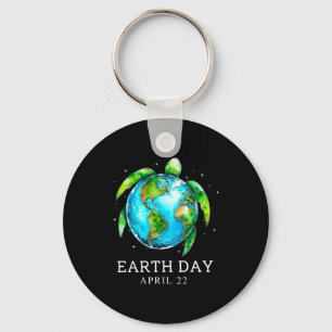 Happy earth day-sea turtle earth day save the key ring