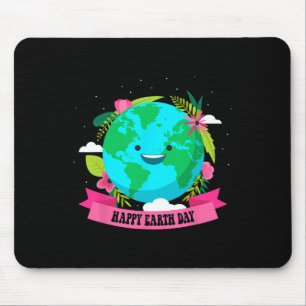 Happy Earth Day Shirt Cute Earth With Floral Earth Mouse Pad