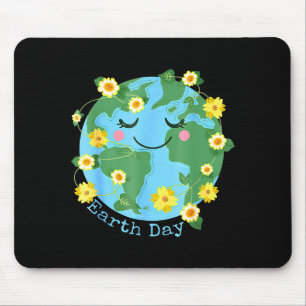 Happy Earth Day Shirt Cute Earth With Floral Earth Mouse Pad