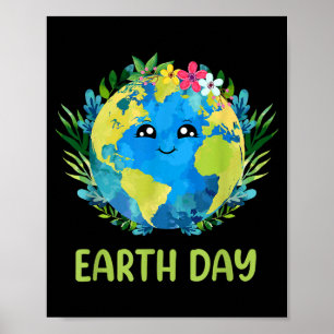 Happy Earth Day Shirt Cute Earth With Floral Earth Poster