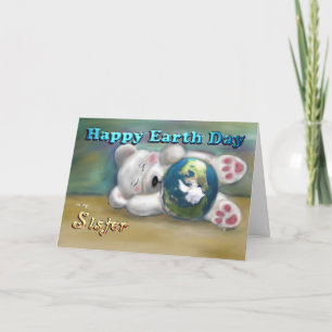 Happy Earth Day Sister Greeting card sleeping Bear
