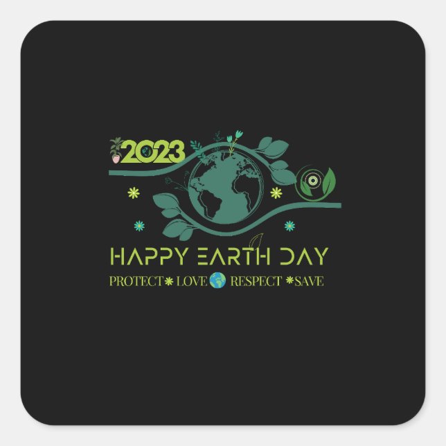 Happy Earth Day   Square Sticker (Front)