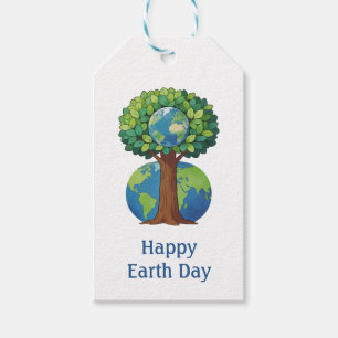 Happy Earth Day Tree Nature Illustration Gift Tags