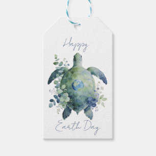 Happy Earth Day Turtle Design Gift Tags