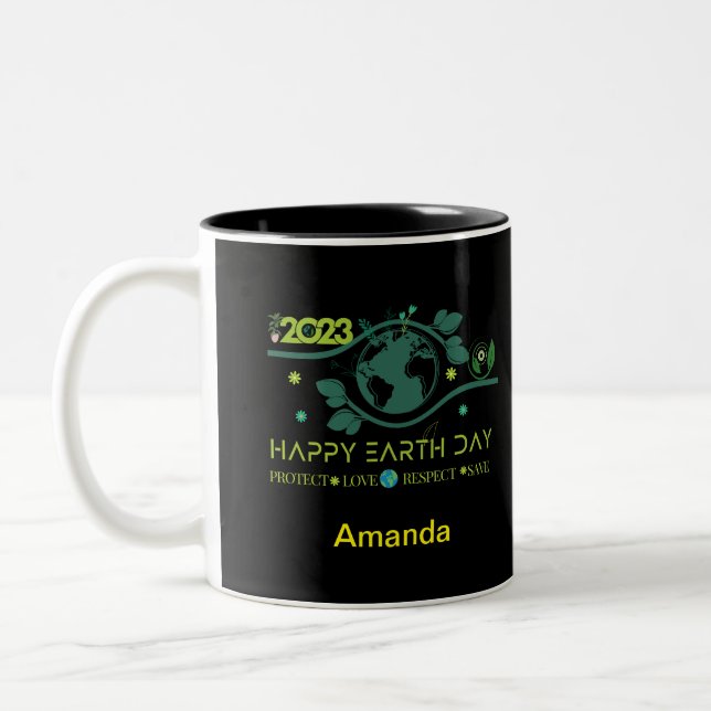 Happy Earth Day    Two-Tone Coffee Mug (Left)