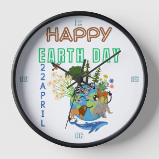 Happy Earth Day Wall Clock