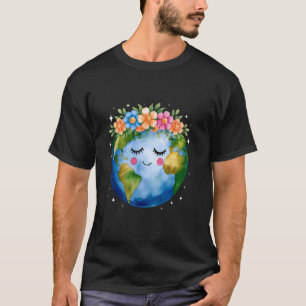 Happy Earth Day With Flower Peaceful Earth Day Flo T-Shirt