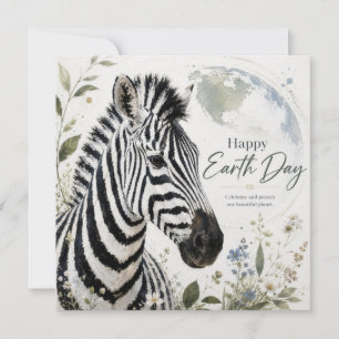 Happy Earth Day Zebra Wildlife Card