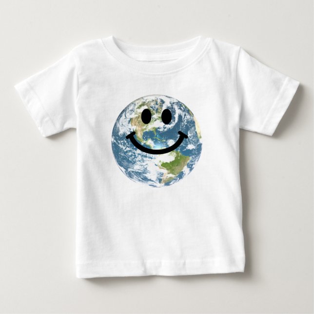 Happy Earth face Baby T-Shirt (Front)