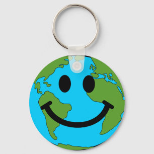 Happy Earth Face Key Ring