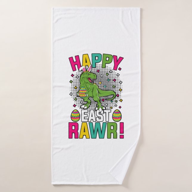 Happy East Rawr Easter T-Rex Bath Towel (Bath Towel)