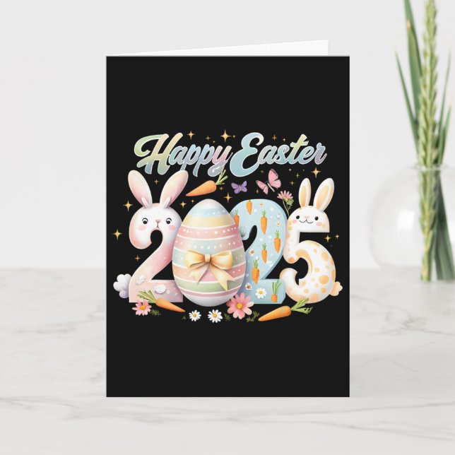 Happy Easter 2025 Bunny Rabbit Face Easter Day Wom Card (Front)