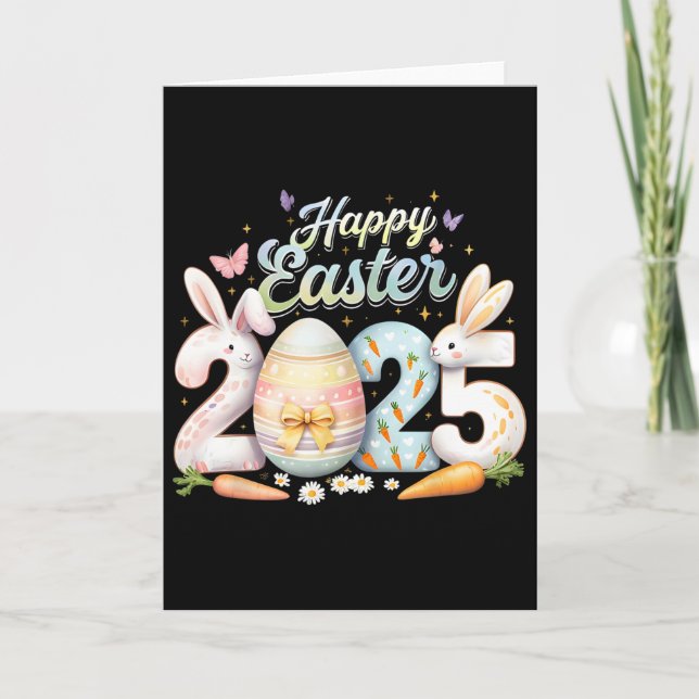 Happy Easter 2025 Bunny Rabbit Face Easter Day Wom Card (Front)