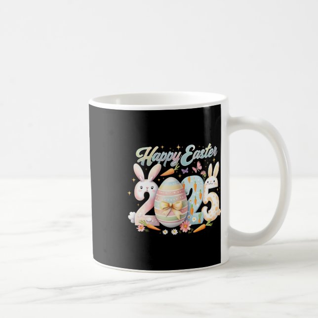 Happy Easter 2025 Bunny Rabbit Face Easter Day Wom Coffee Mug (Right)