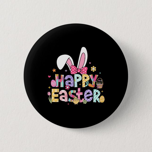 Happy Easter 2025 Cute Bunny Rabbit Easter Day Wom 6 Cm Round Badge (Front)