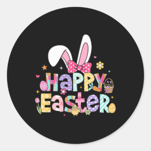 Happy Easter 2025 Cute Bunny Rabbit Easter Day Wom Classic Round Sticker