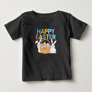 Happy Easter 2025 Eggs Bunny Cute Rabbit Baby T-Shirt