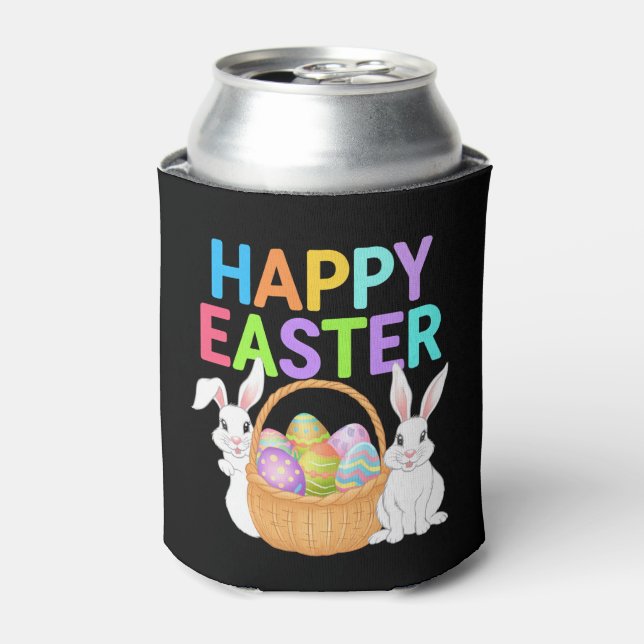 Happy Easter 2025  Eggs Bunny Cute Rabbit Can Cooler (Can Front)