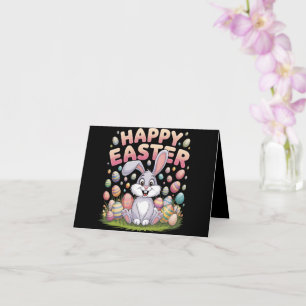 Happy Easter 2025 Eggs Bunny Cute Rabbit Card