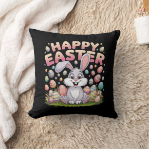 Happy Easter 2025  Eggs Bunny Cute Rabbit Cushion
