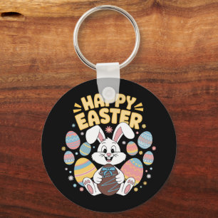 Happy Easter 2025 Eggs Bunny Cute Rabbit Key Ring