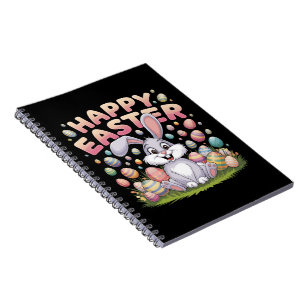 Happy Easter 2025 Eggs Bunny Cute Rabbit Notebook