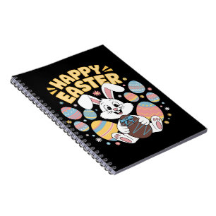 Happy Easter 2025 Eggs Bunny Cute Rabbit Notebook