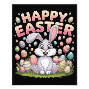 Happy Easter 2025  Eggs Bunny Cute Rabbit Photo Print