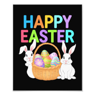 Happy Easter 2025 Eggs Bunny Cute Rabbit Photo Print