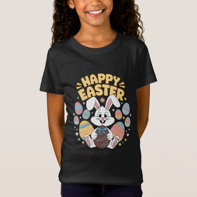 Happy Easter 2025  Eggs Bunny Cute Rabbit T-Shirt (Front)