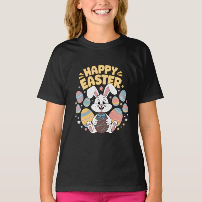 Happy Easter 2025  Eggs Bunny Cute Rabbit T-Shirt (Front)