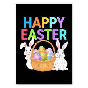 Happy Easter 2025  Eggs Bunny Cute Rabbit Table Number