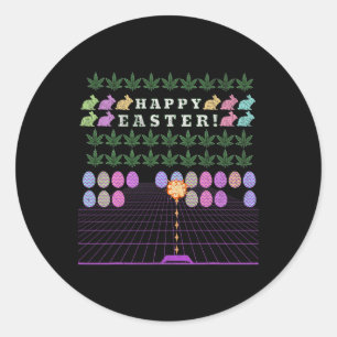 Happy Easter 2025 – Funny Meme Bunny Gaming Tee  Classic Round Sticker