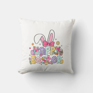 Happy Easter 2026 Cute Bunny Rabbit Easter Day Wom Cushion