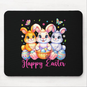 Happy Easter 2026 Cute Bunny Rabbit Easter Day Wom Mouse Pad