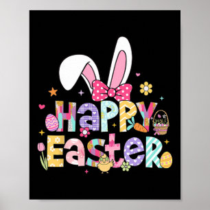Happy Easter 2026 Cute Bunny Rabbit Easter Day Wom Poster
