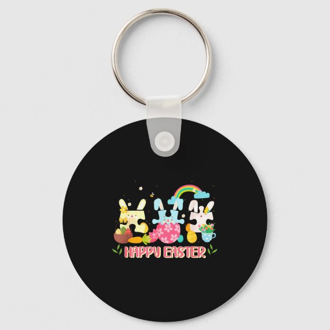 Happy Easter 2026 Cute Bunny Rabbit Happy Easter A Key Ring (Front)