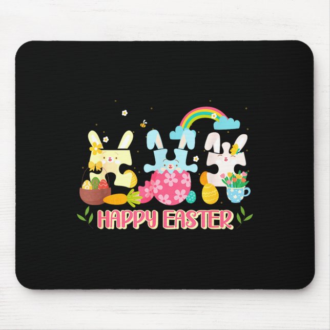 Happy Easter 2026 Cute Bunny Rabbit Happy Easter A Mouse Pad (Front)